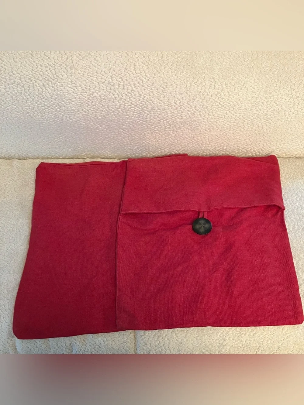 Pottery Barn 100% Linen Throw Pillow Covers (2) 18x18 Button Envelope Red